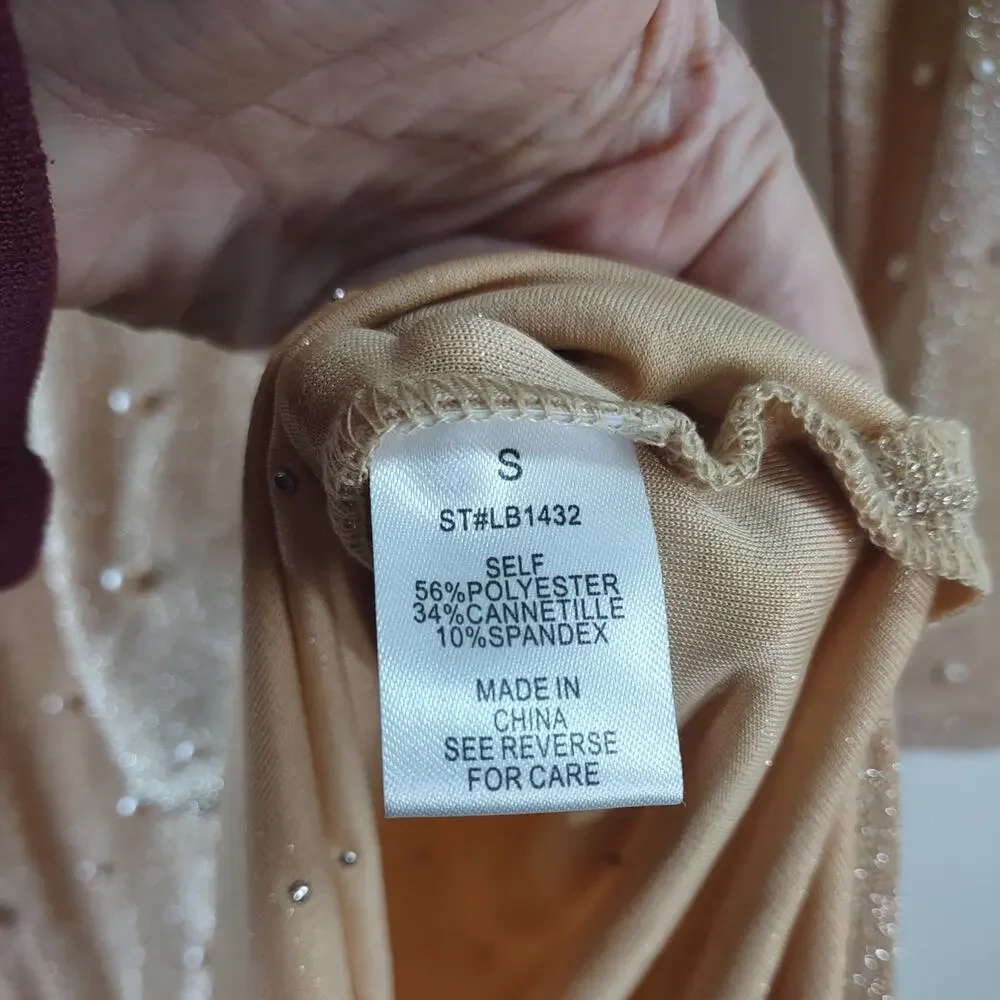 Nude Pearl Embellished Maxi Dress, Fitted, Size Small - Picture 8 of 8